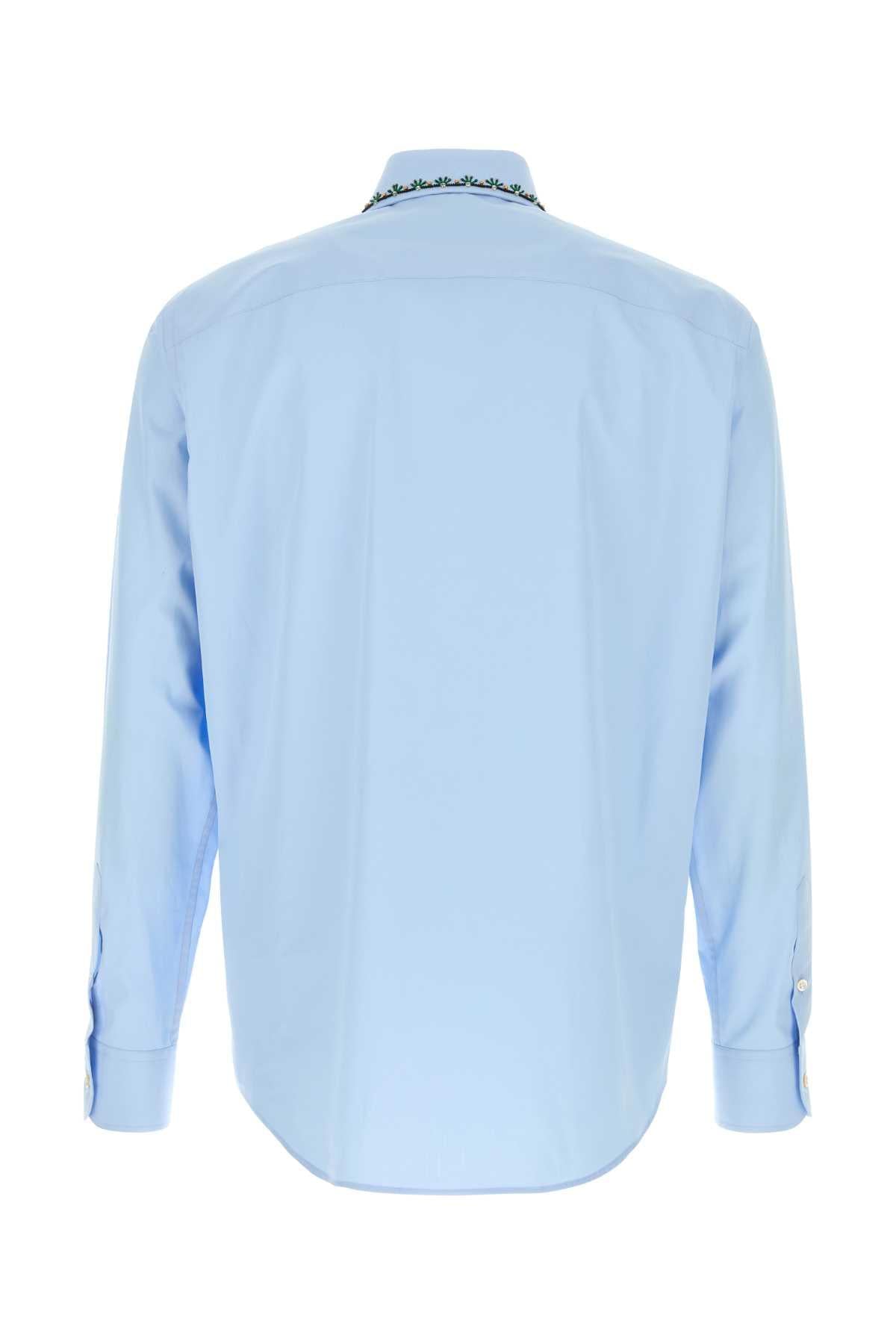 Valentino Garavani Men Light-Blue Poplin Shirt VALENTINO GARAVANI