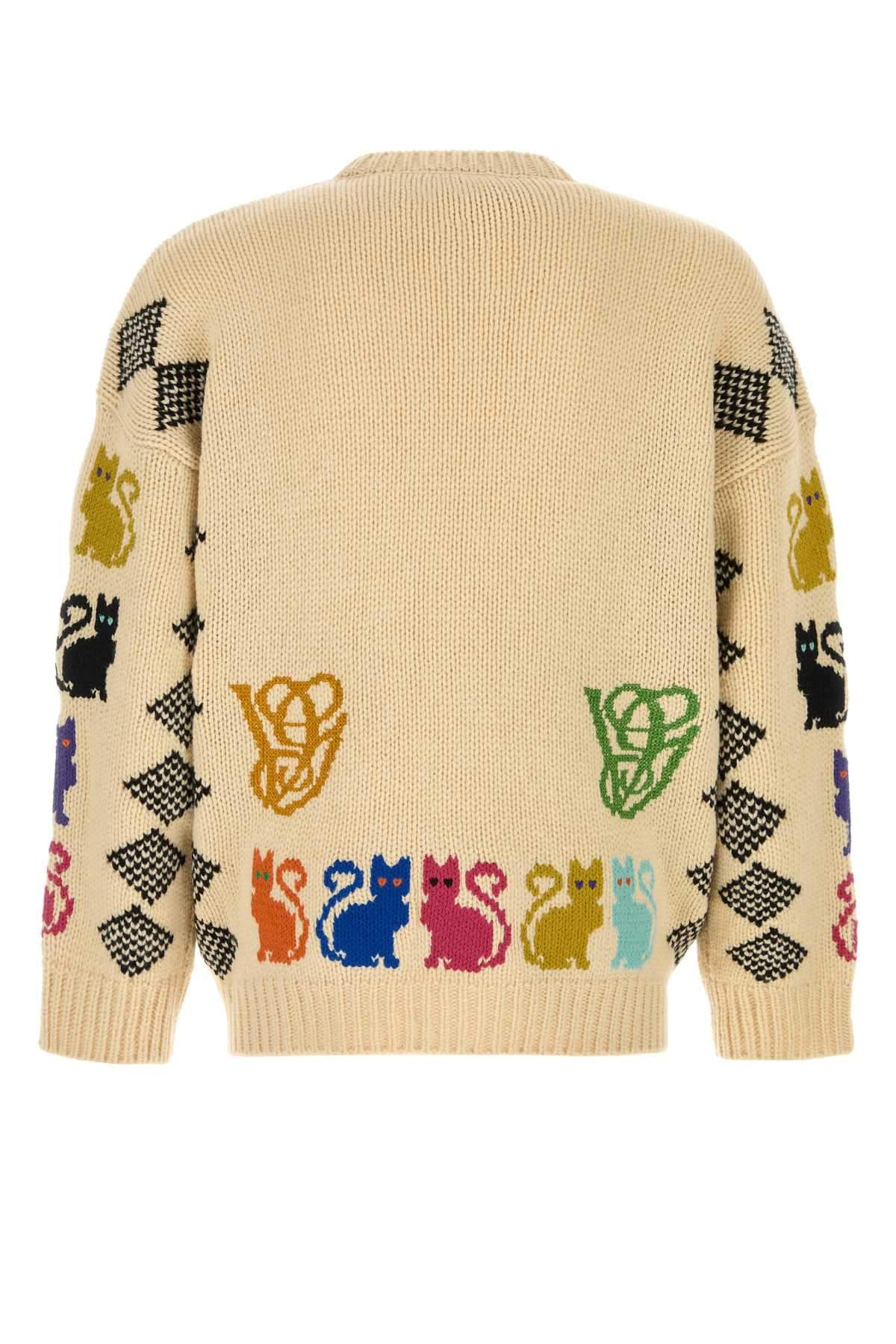 Valentino Garavani Men Cream Wool Cardigan VALENTINO GARAVANI