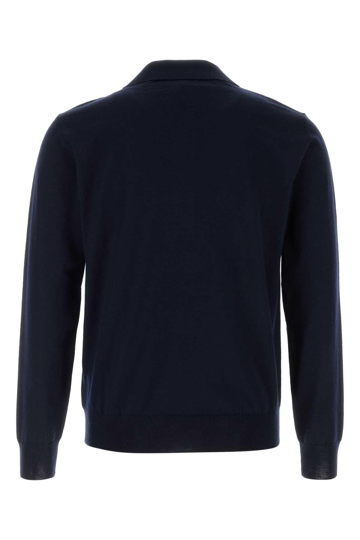 Valentino Garavani Men Midnight Blue Wool Polo Shirt VALENTINO GARAVANI