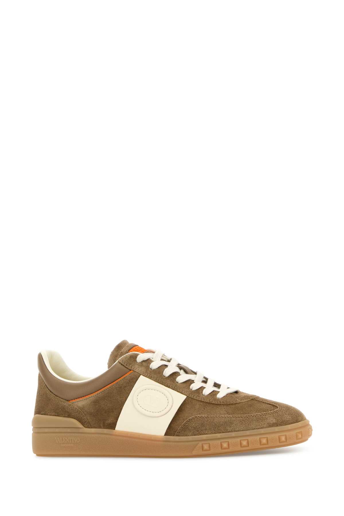 Valentino Garavani Men Cappuccino Suede Upvillage Sneakersâ VALENTINO GARAVANI