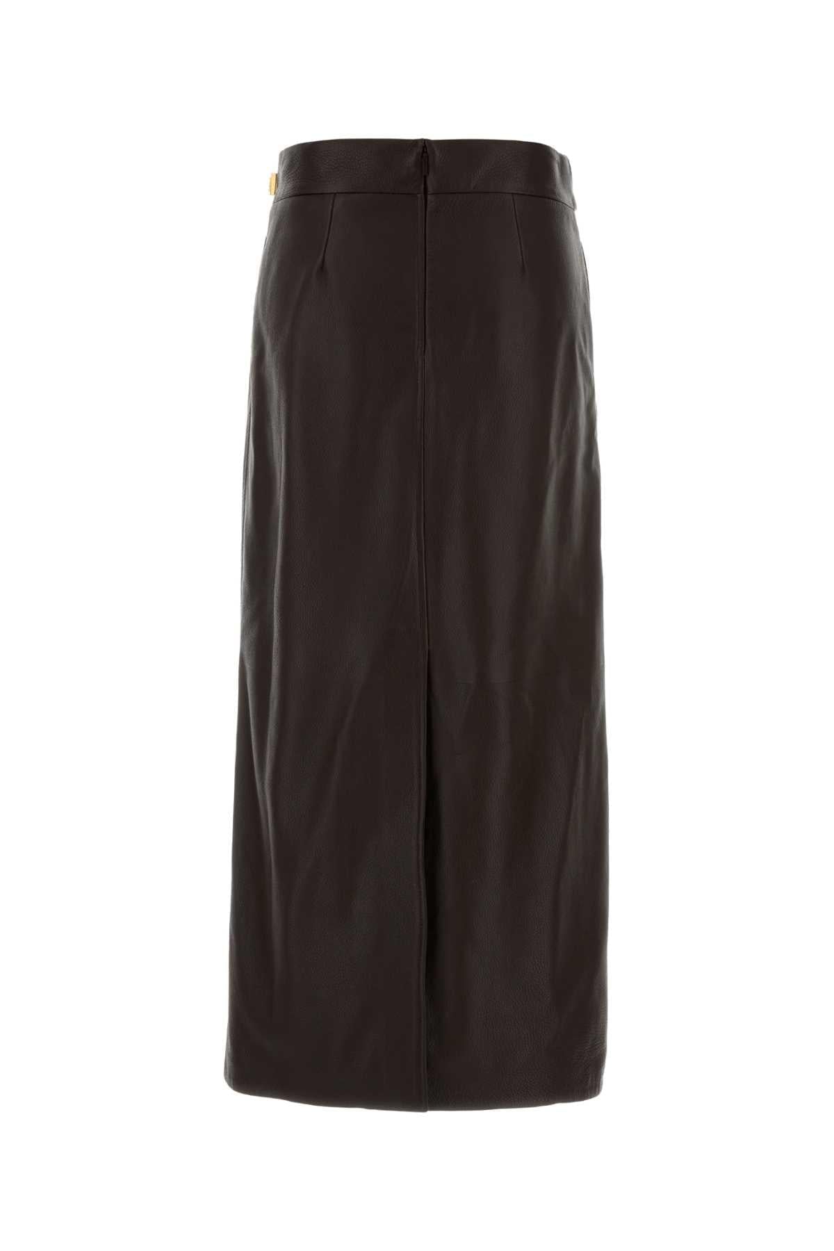 Salvatore Ferragamo Women Dark Brown Leather Skirt FERRAGAMO