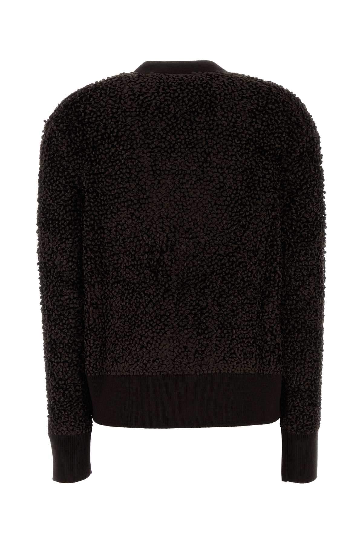 Salvatore Ferragamo Women Dark Brown Boucle Cardigan FERRAGAMO