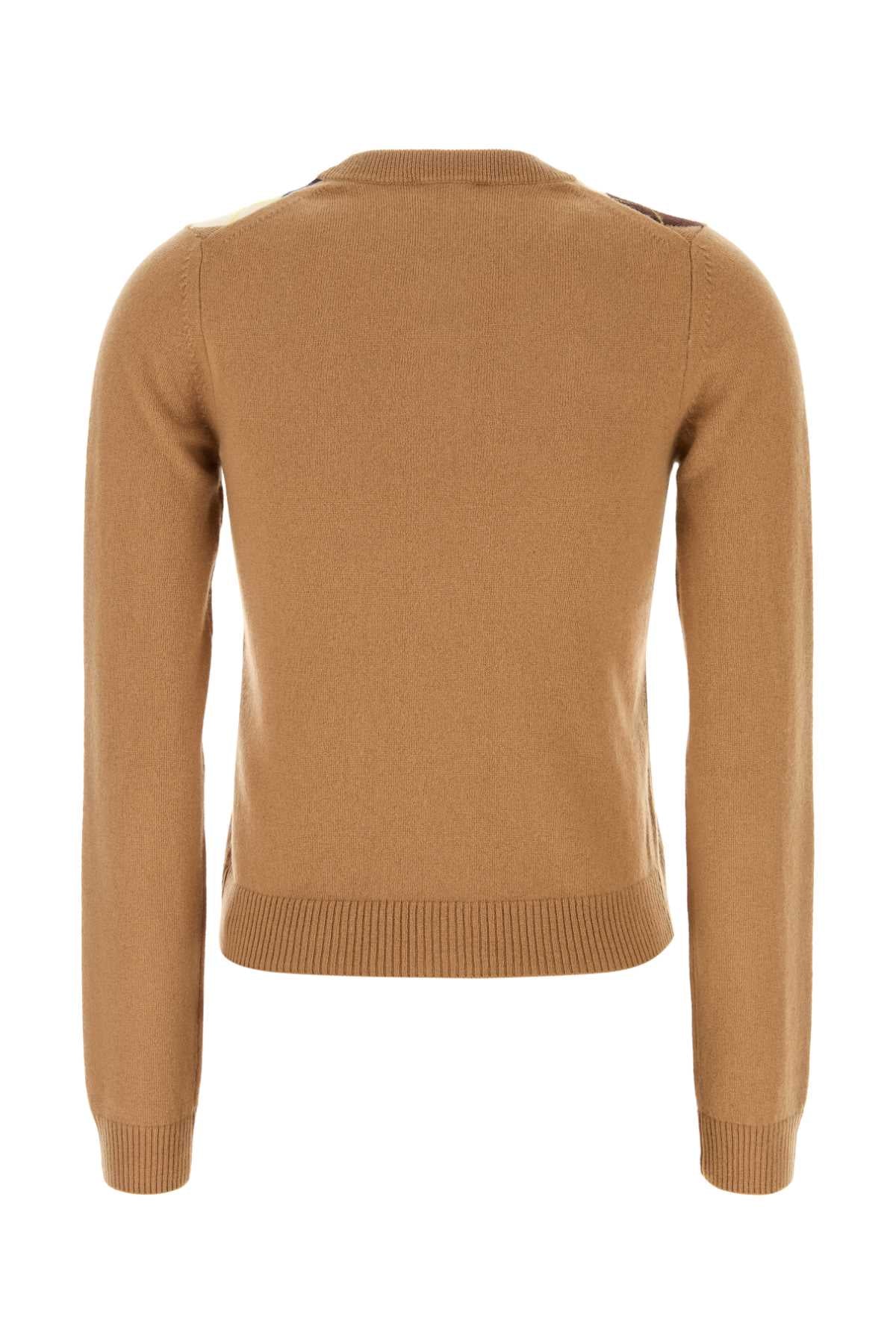 Ganni Women Camel Wool Blend Cardigan GANNI
