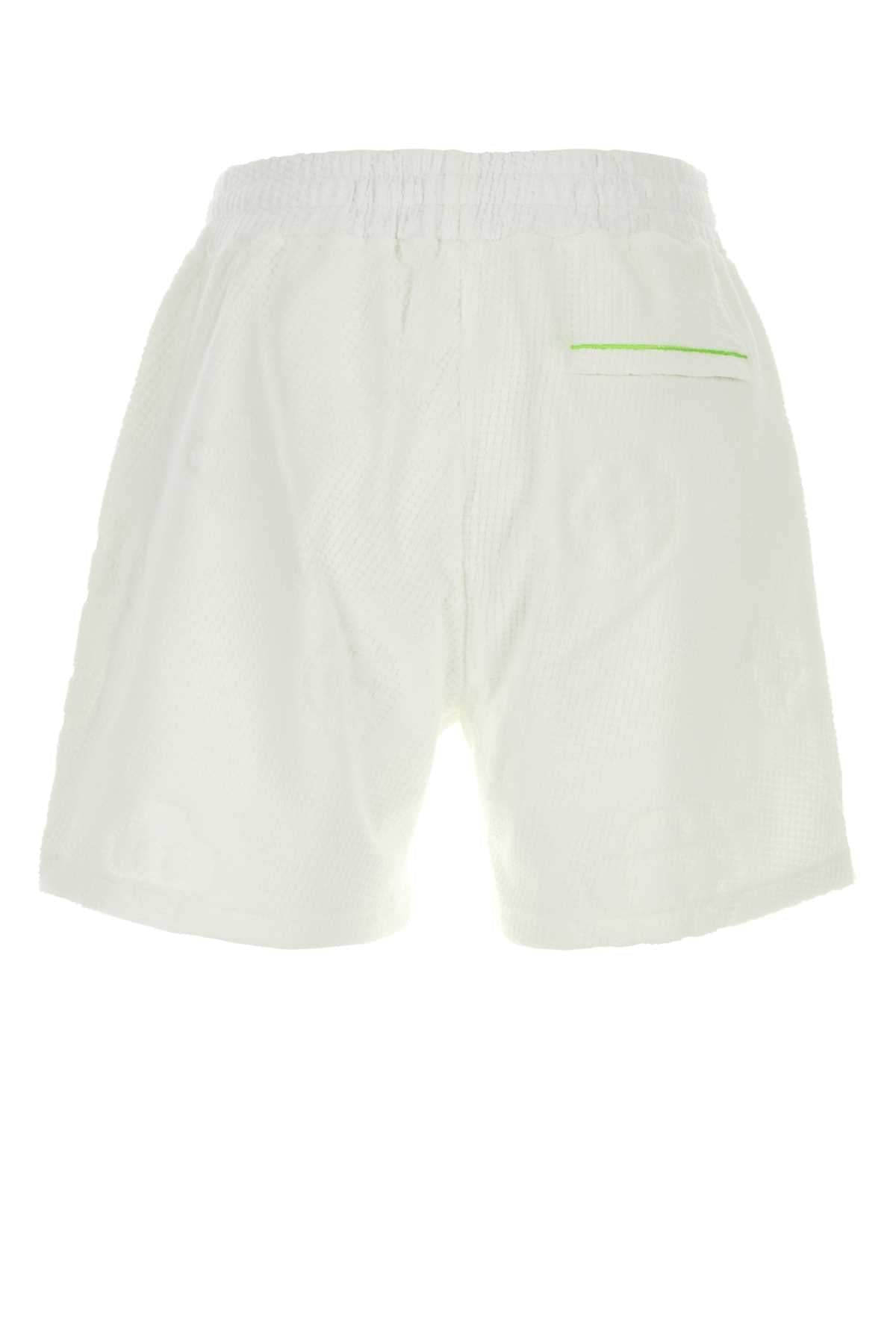 Casablanca Men White Stretch Cotton Blend Bermuda Shorts CASABLANCA