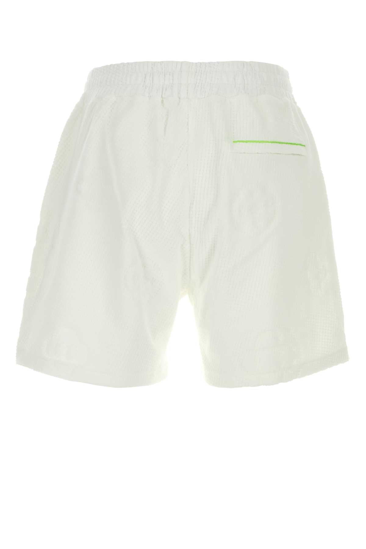 Casablanca Men White Stretch Cotton Blend Bermuda Shorts CASABLANCA