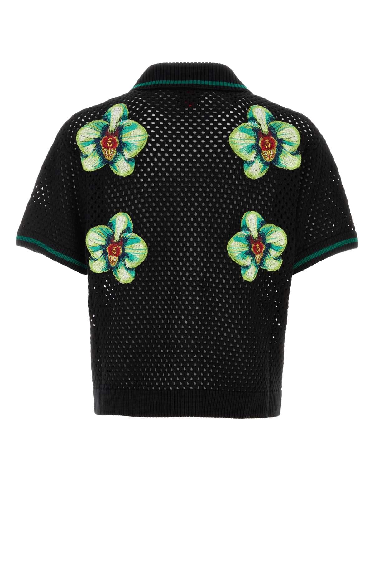 Casablanca Men Black Crochet Shirt CASABLANCA