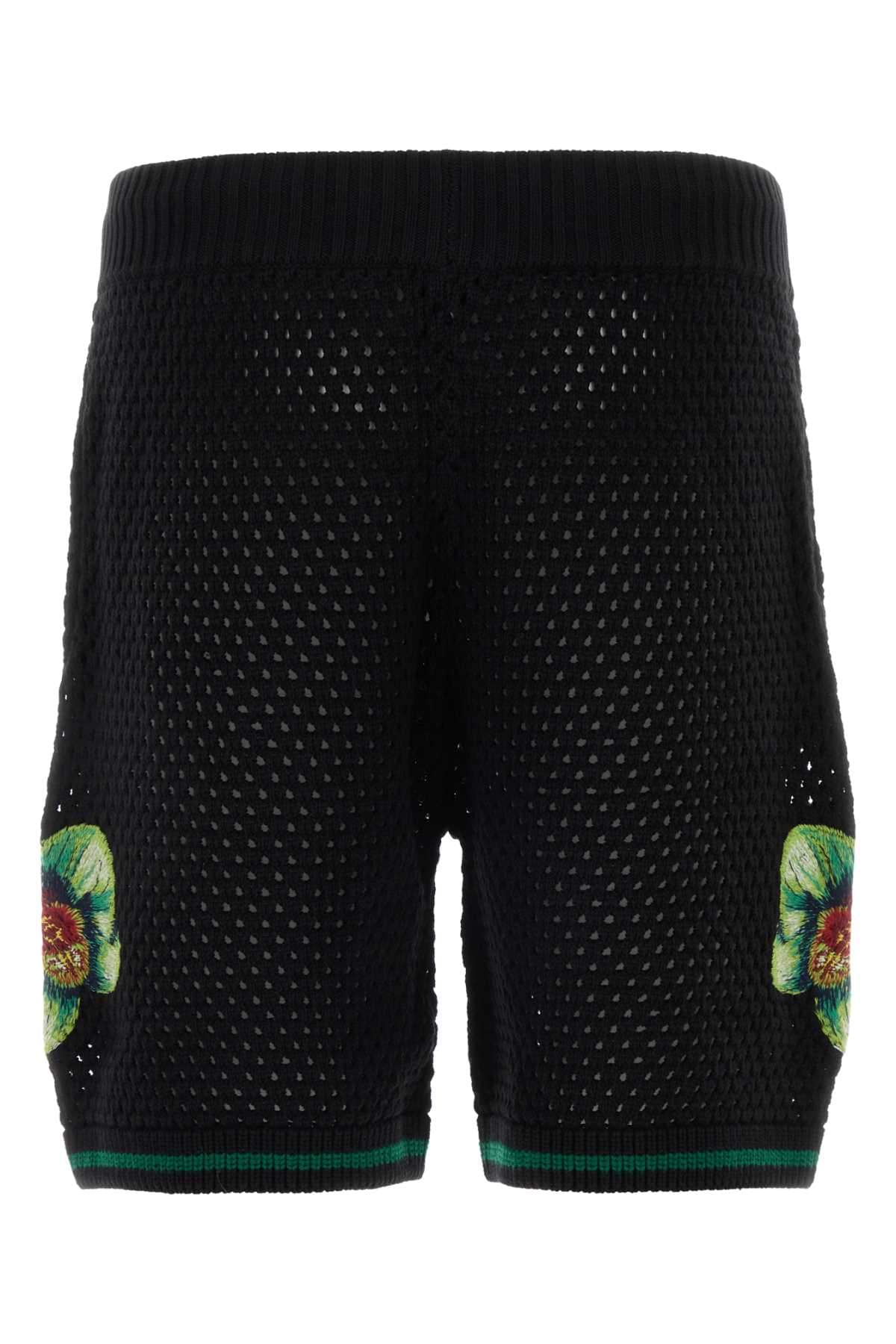 Casablanca Men Black Crochet Bermuda Shorts CASABLANCA