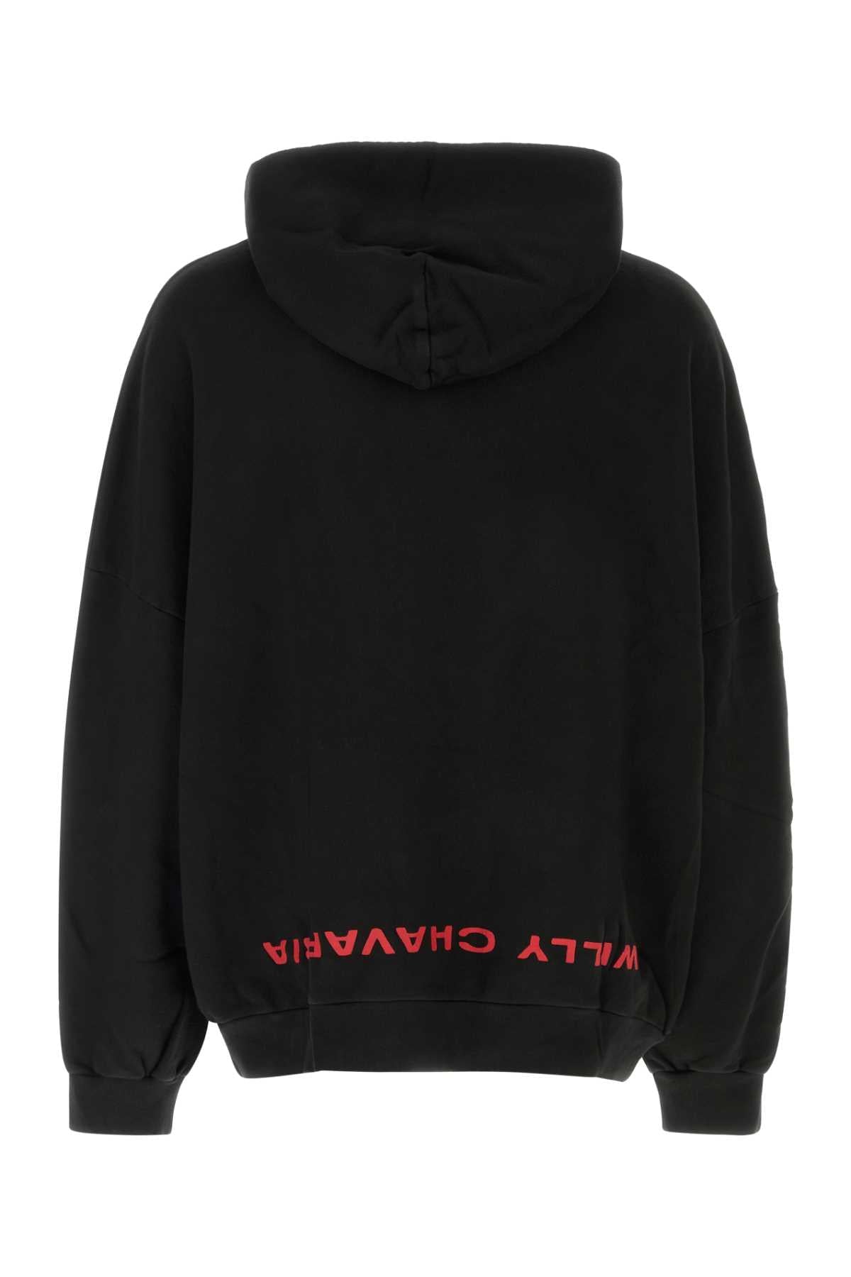 Willy Chavarria Men Black Cotton Oversize Welcome To America Sweatshirt WILLY CHAVARRIA