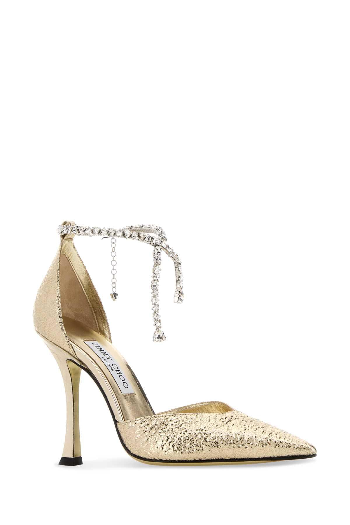Jimmy Choo Women Gold Fabric Stevie 100 Pumps JIMMY CHOO