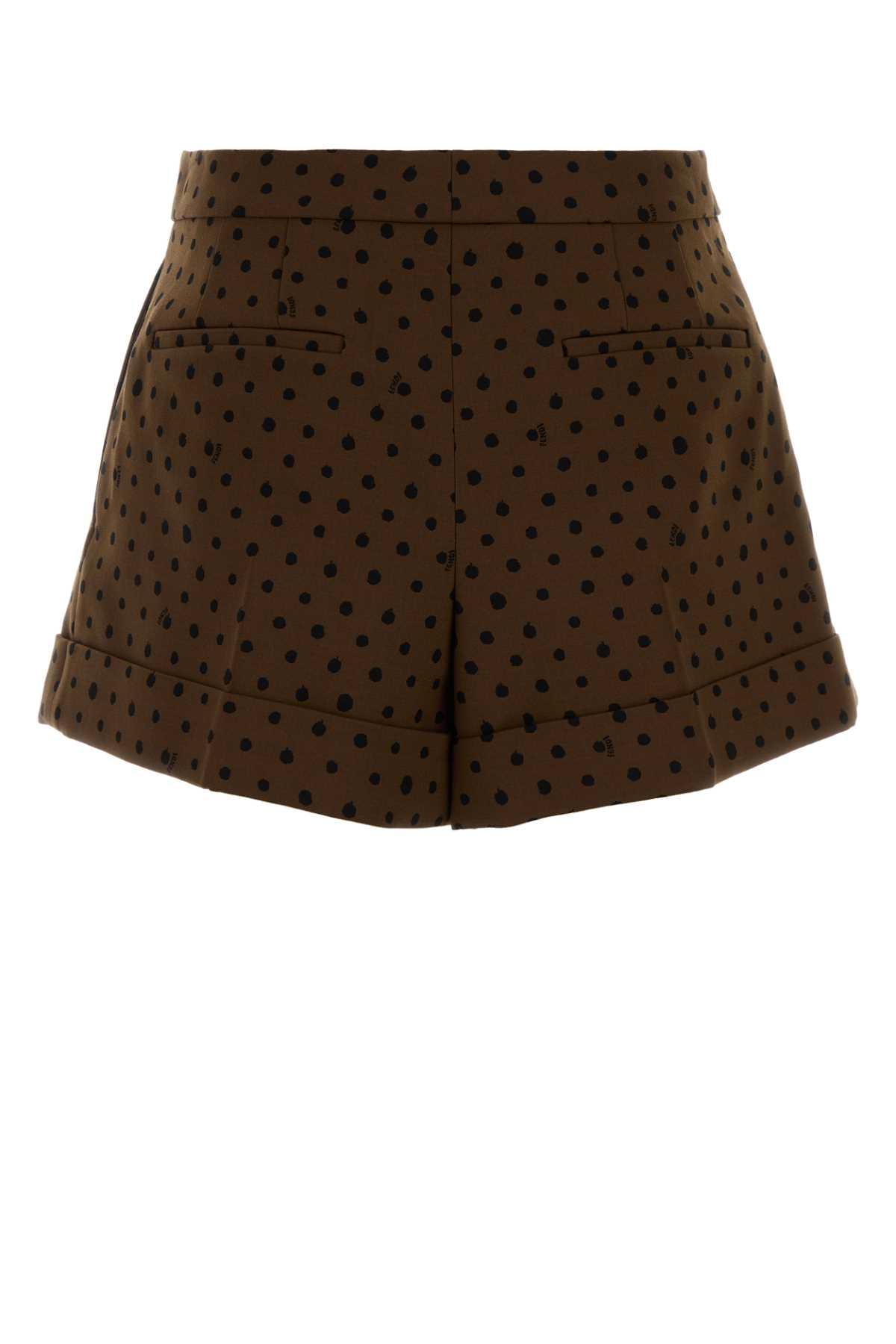 Fendi Women Printed Stretch Wool Blend Shorts FENDI