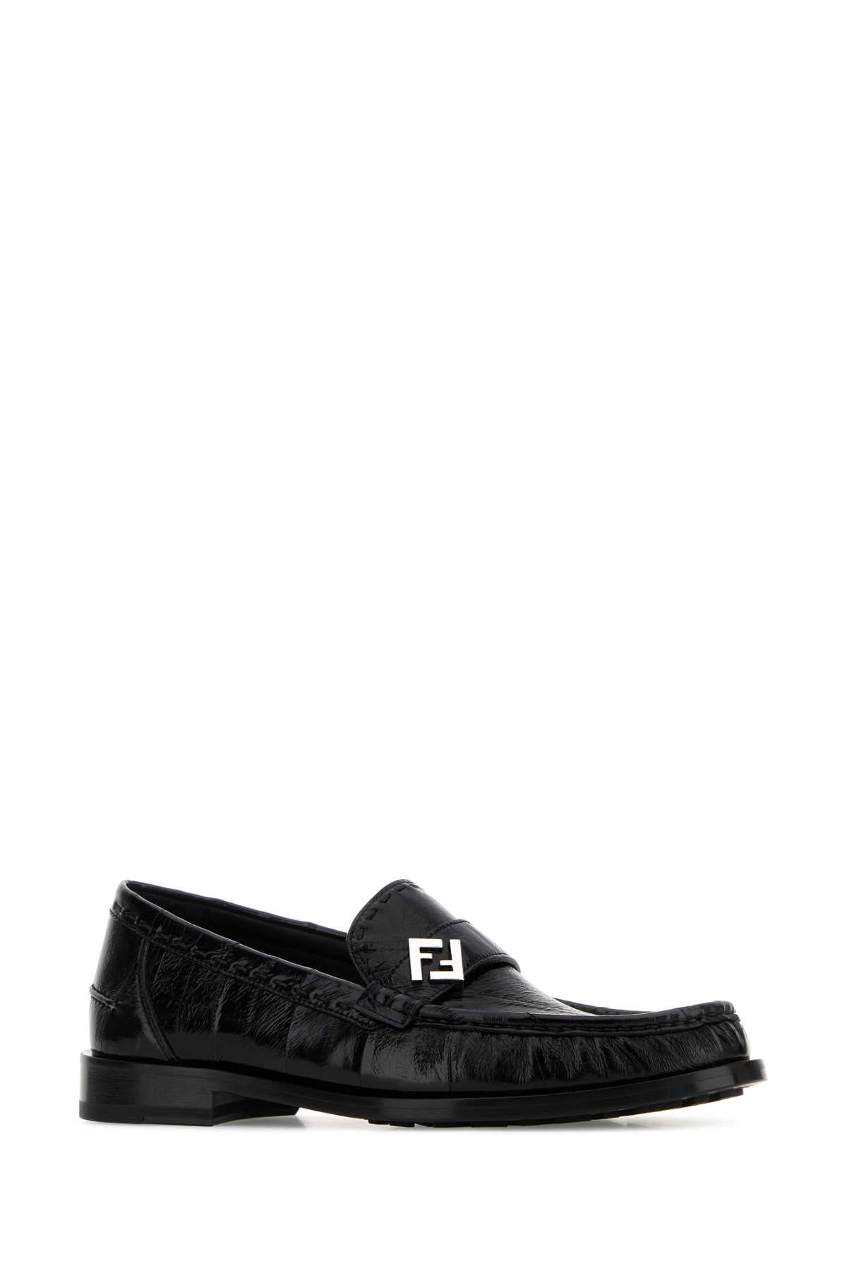 Fendi Men Black Leather Loafers FENDI