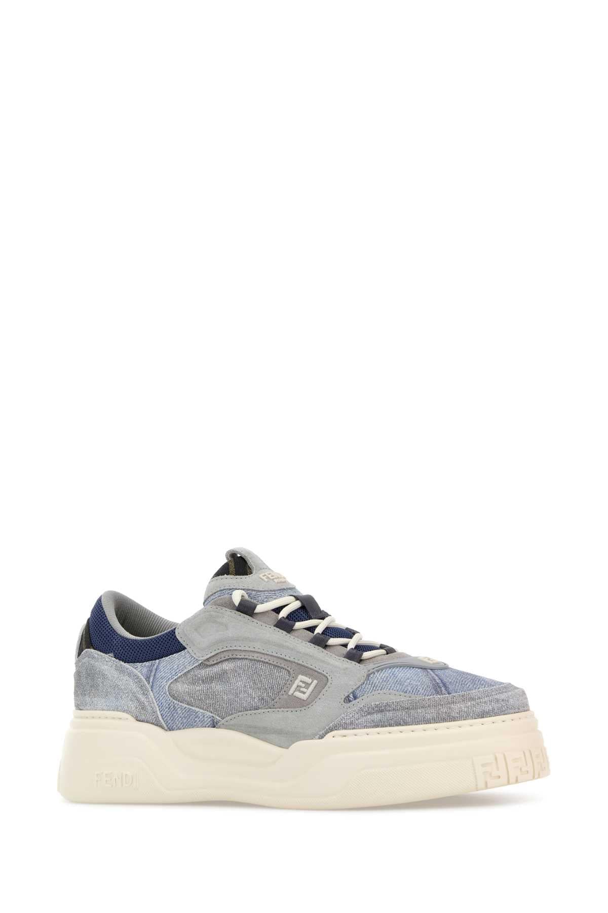 Fendi Men Multicolor Denim Fendi Force Sneakers FENDI
