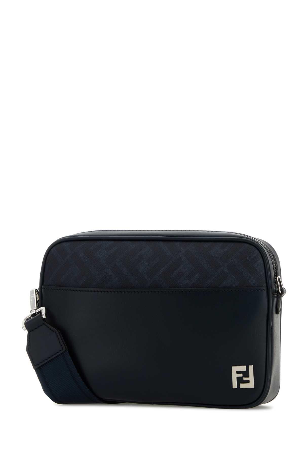 Fendi Men Midnight Blue Leather Camera Case Crossbody Bag