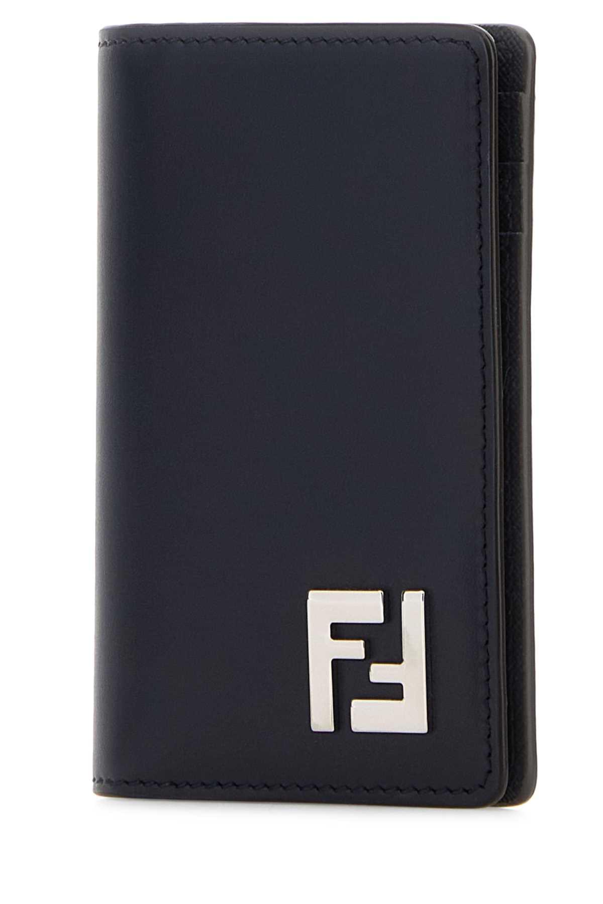 Fendi Men Midnight Blue Leather Card Holder FENDI