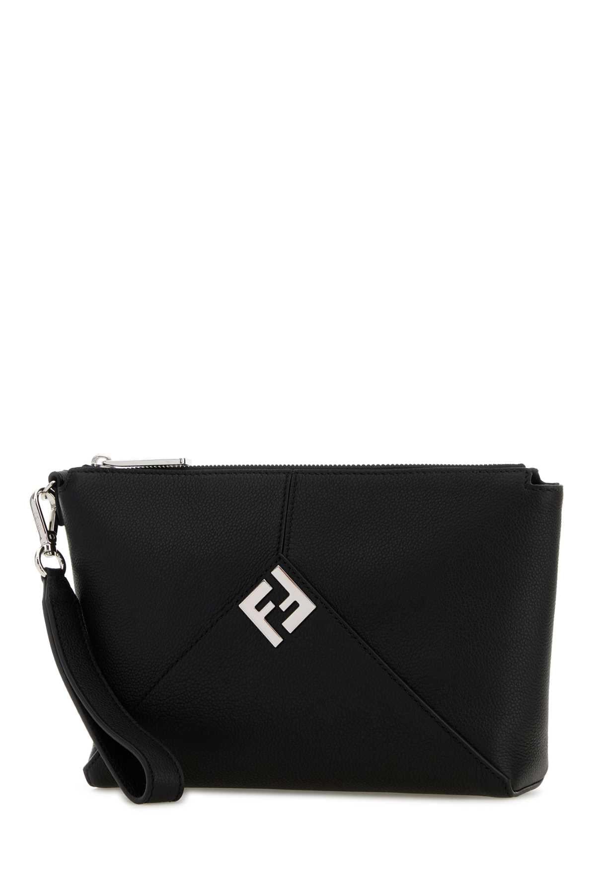 Fendi Men Black Leather Clutch FENDI