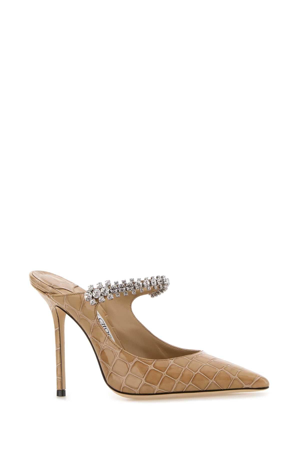 Jimmy Choo Women Beige Leather Bing 100 Mules JIMMY CHOO