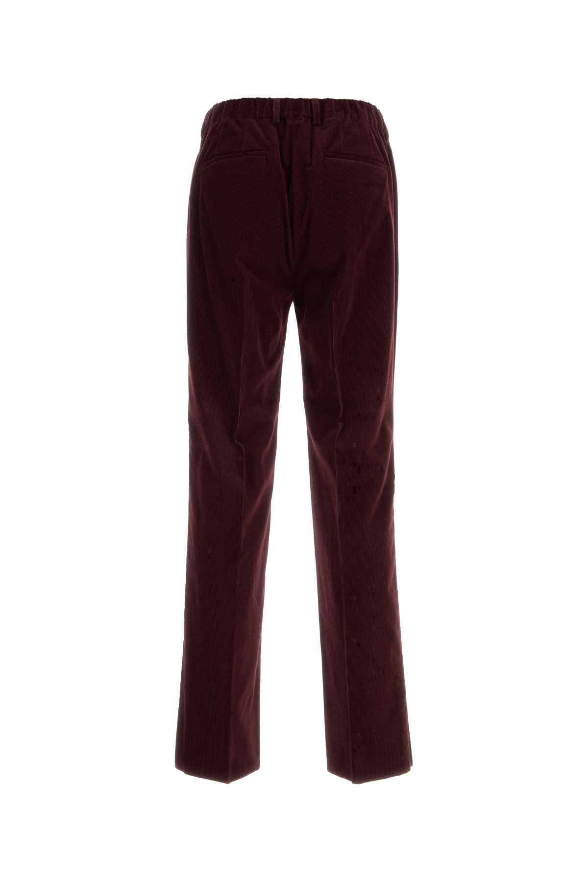Fendi Men Burgundy Corduroy Pant FENDI