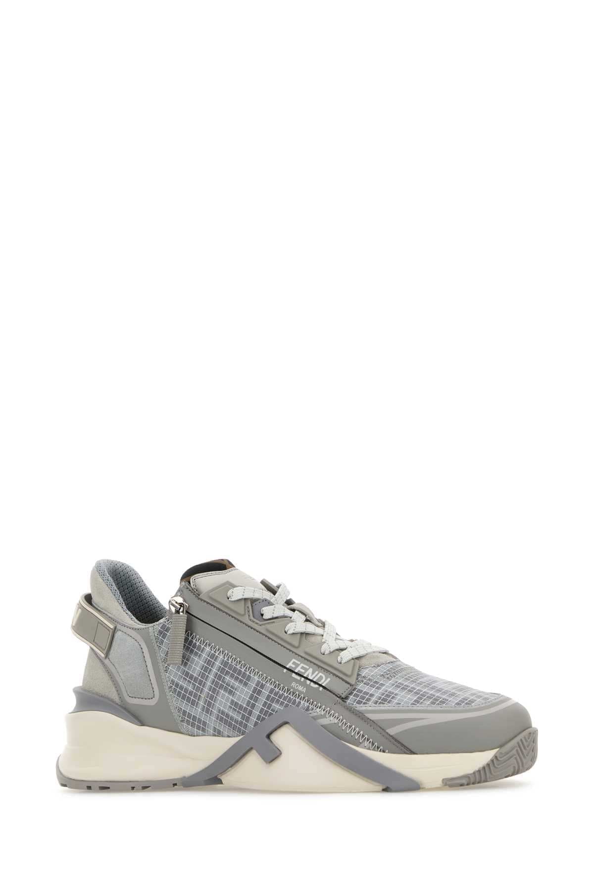 Fendi Men Grey Fabric Fendi Flow Sneakers FENDI