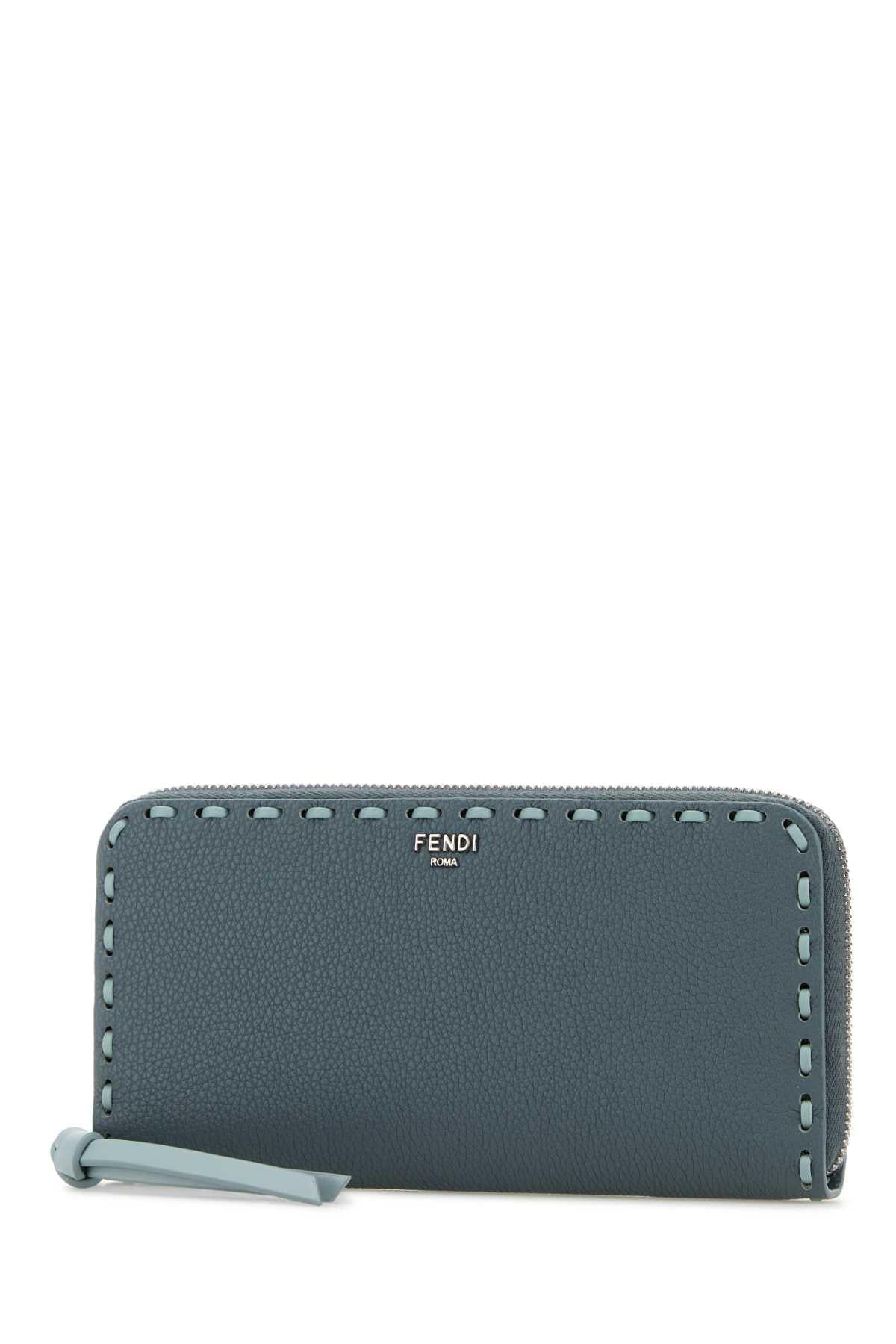 Fendi Women Air Force Blue Leather Large Peekaboo Wallet FENDI