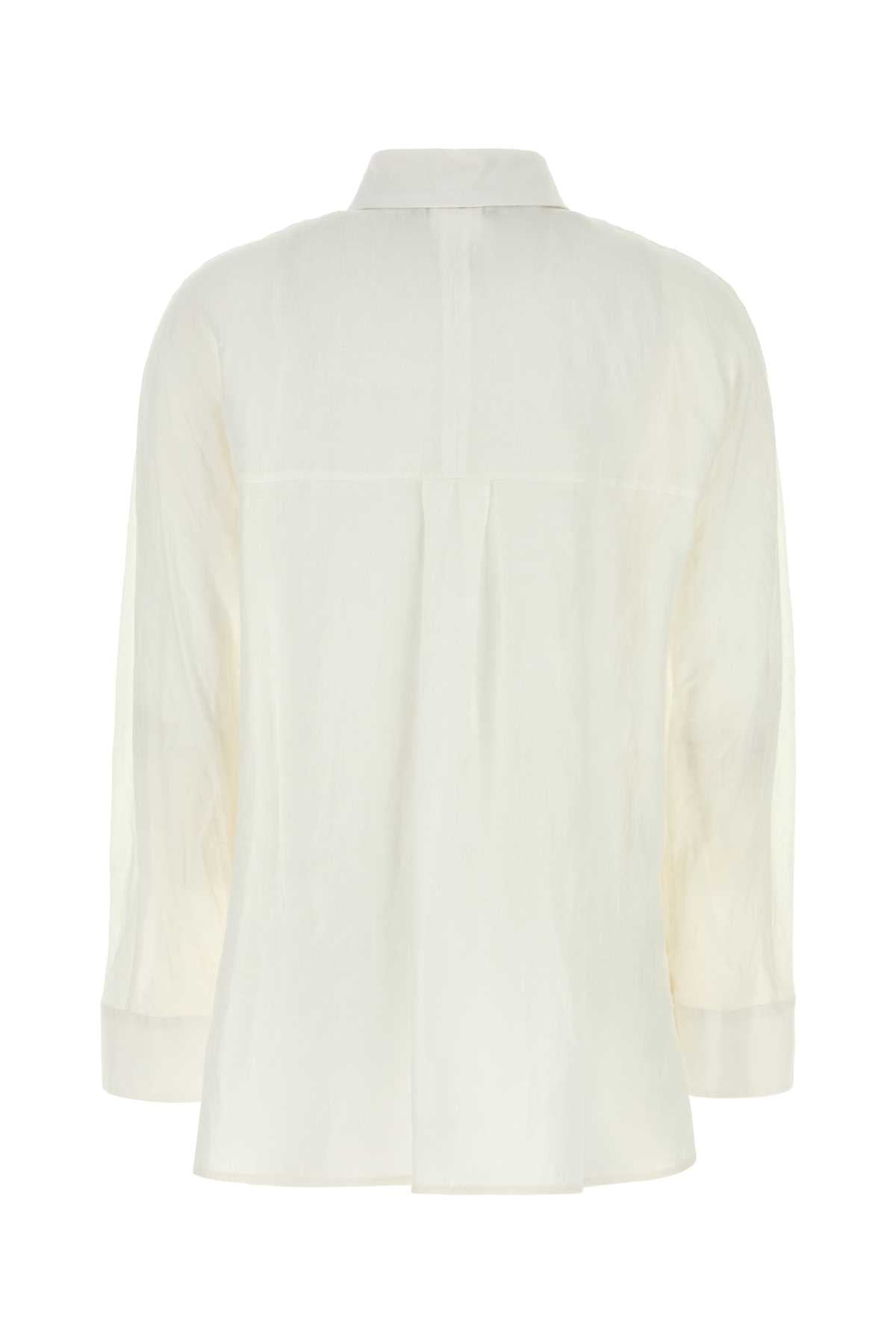 S Maxmara Women White Linen Gala Shirt S MAX MARA