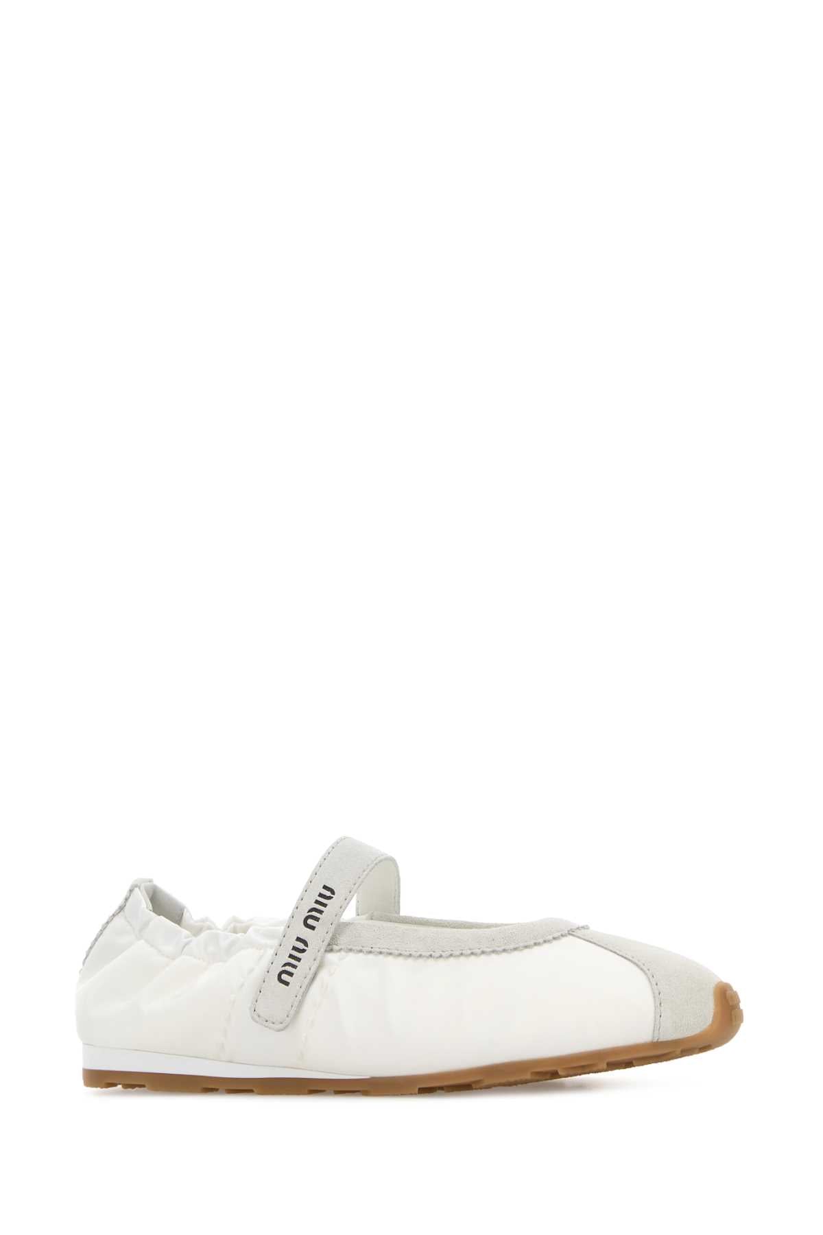 Miu Miu Women White Suede And Fabric Ballerinas MIU MIU