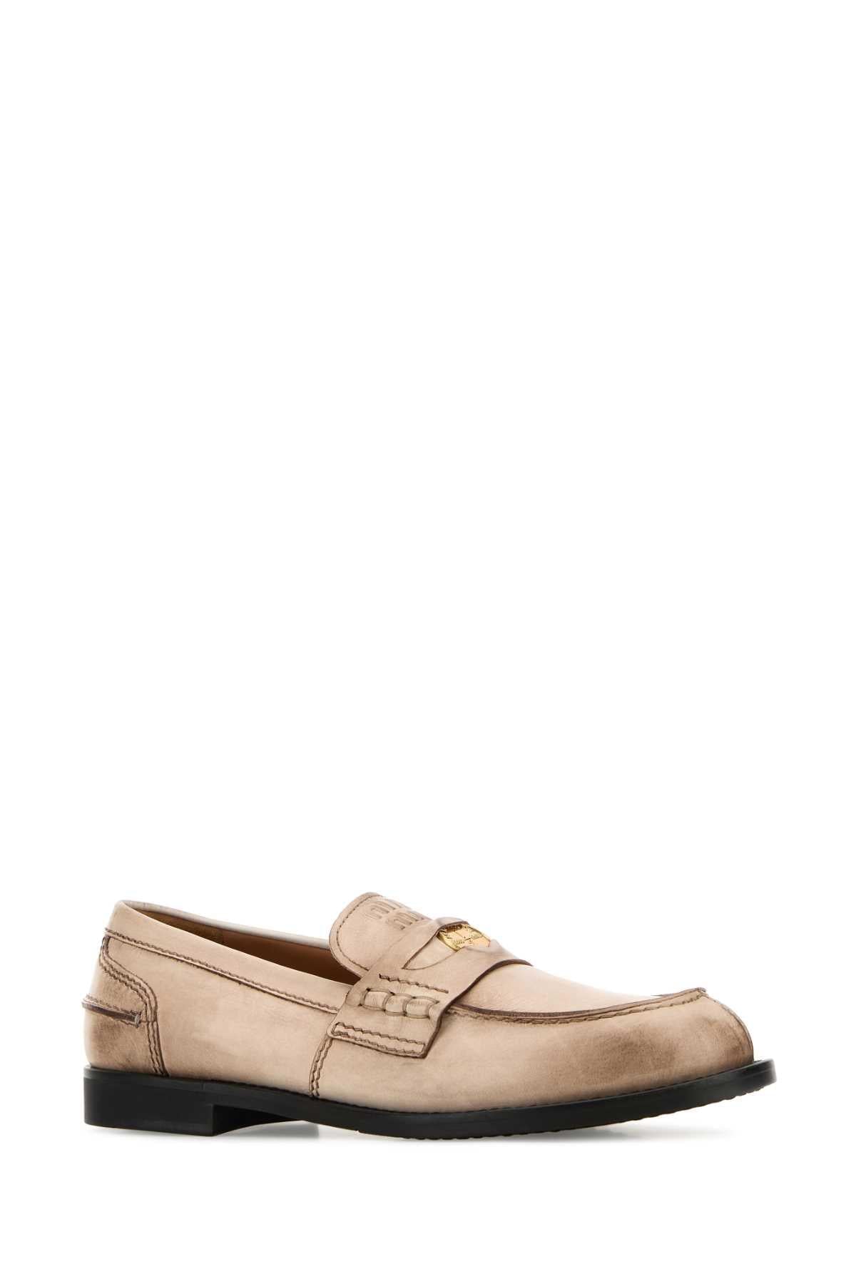 Miu Miu Women Sand Leather Loafers MIU MIU