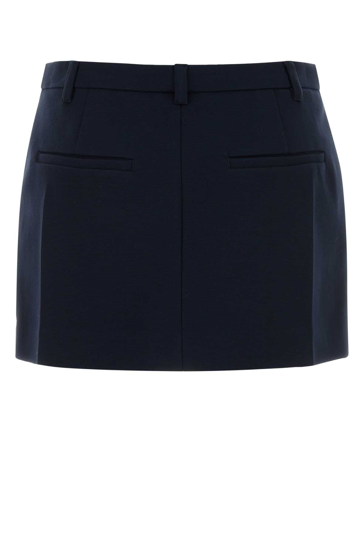 Miu Miu Women Navy Stretch Jersey Mini Skirt MIU MIU