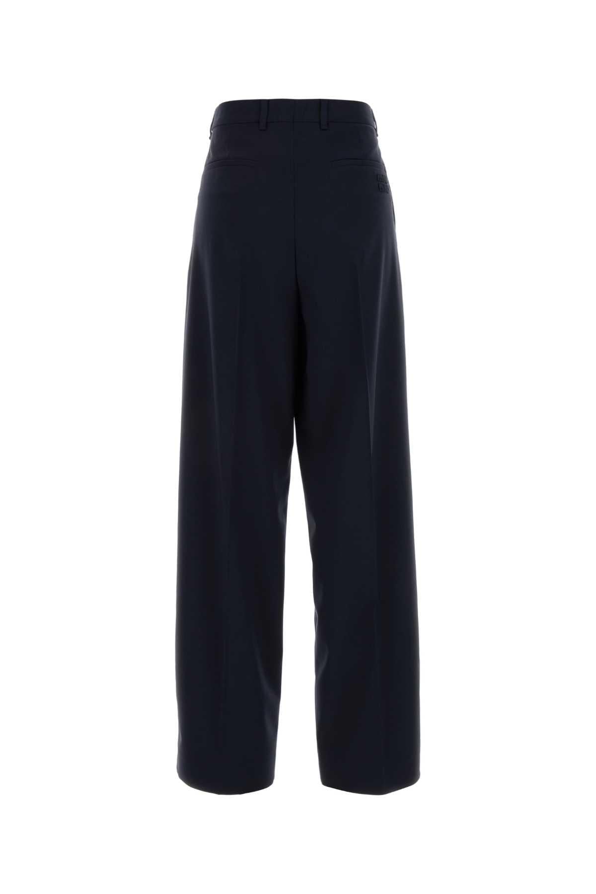 Miu Miu Women Dark Blue Stretch Wool Wide-Leg Pant MIU MIU