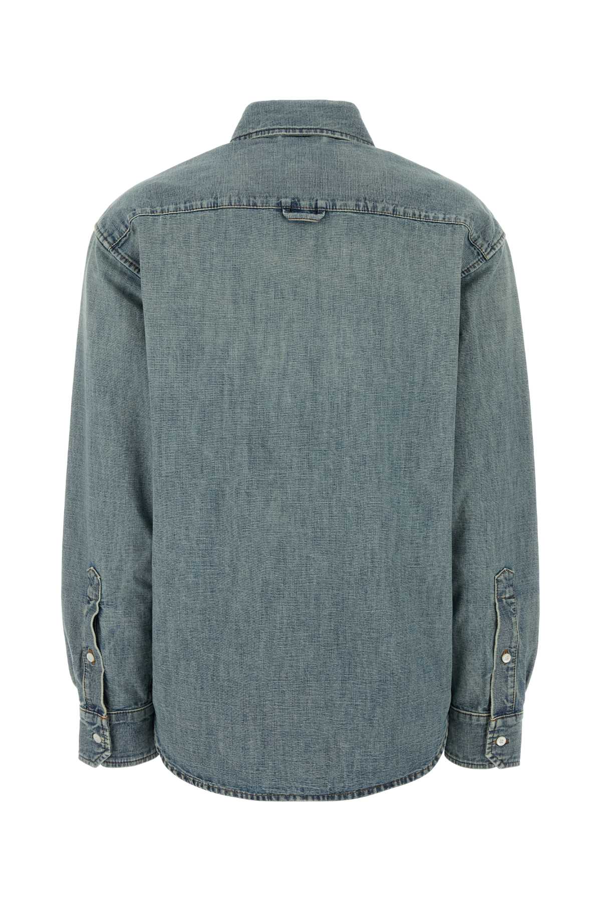 Miu Miu Women Light Blue Chambray Shirt MIU MIU