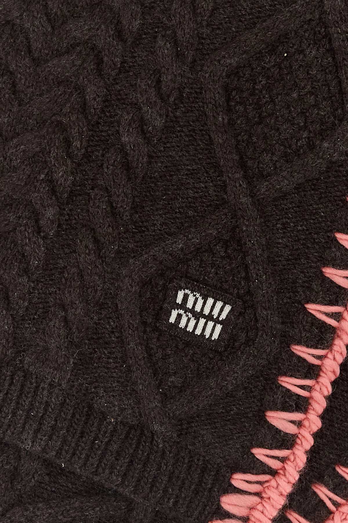 Miu Miu Women Dark Brown Wool Blend Scarf MIU MIU