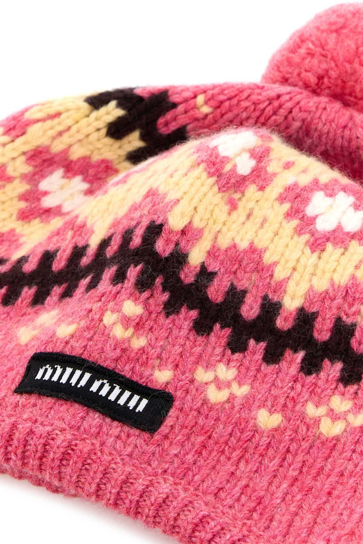 Miu Miu Women Embroidered Wool Beanie Hat MIU MIU
