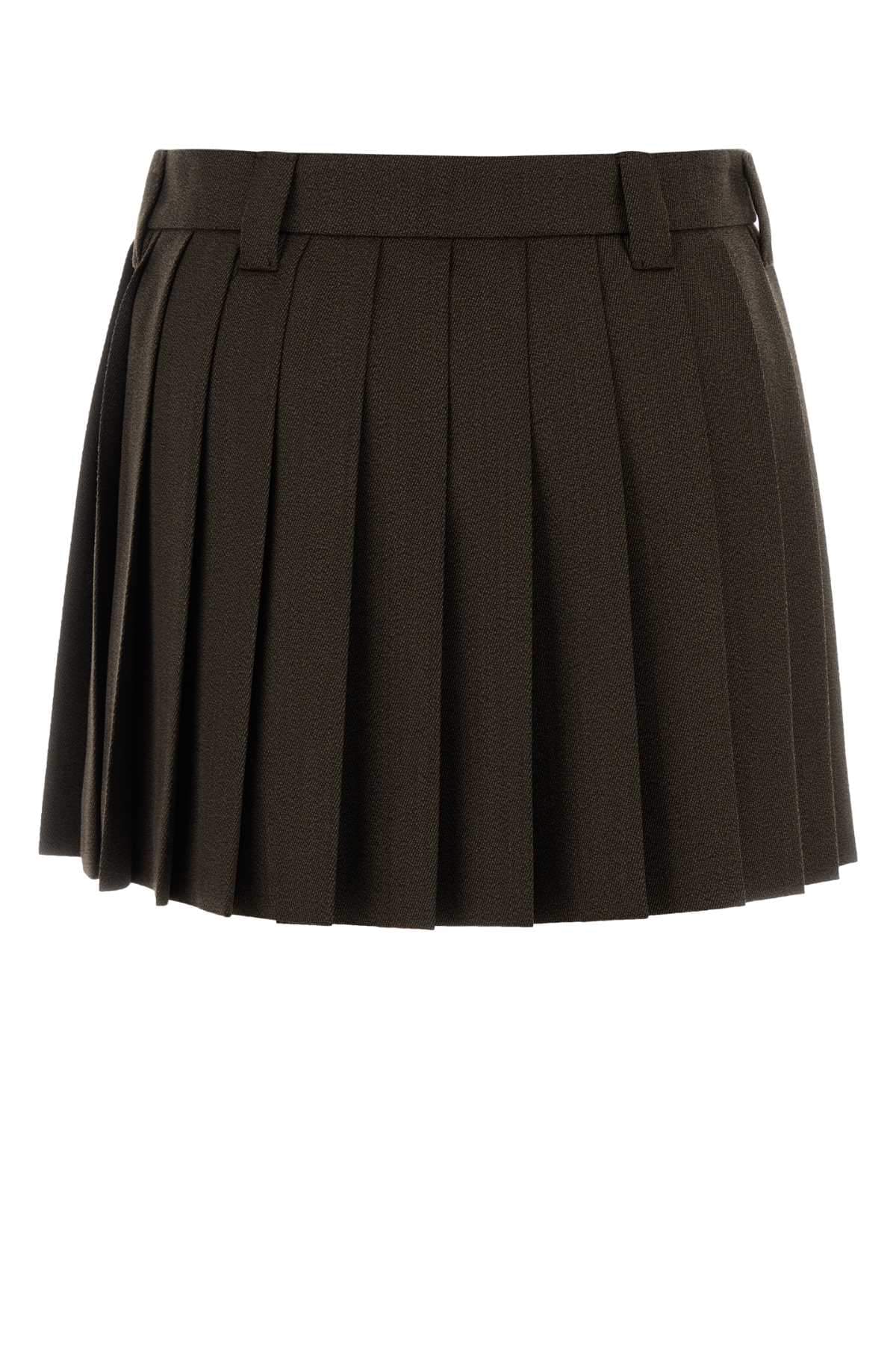 Miu Miu Women Chocolate Wool Mini Skirt MIU MIU