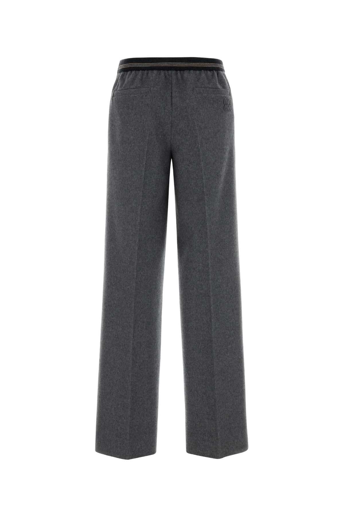 Miu Miu Women Grey Wool Blend Pant MIU MIU