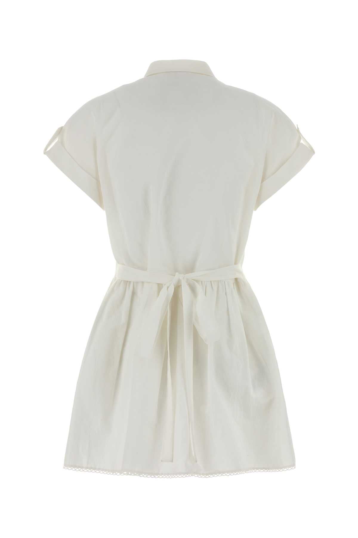 Miu Miu Women White Cotton Blend Dress MIU MIU