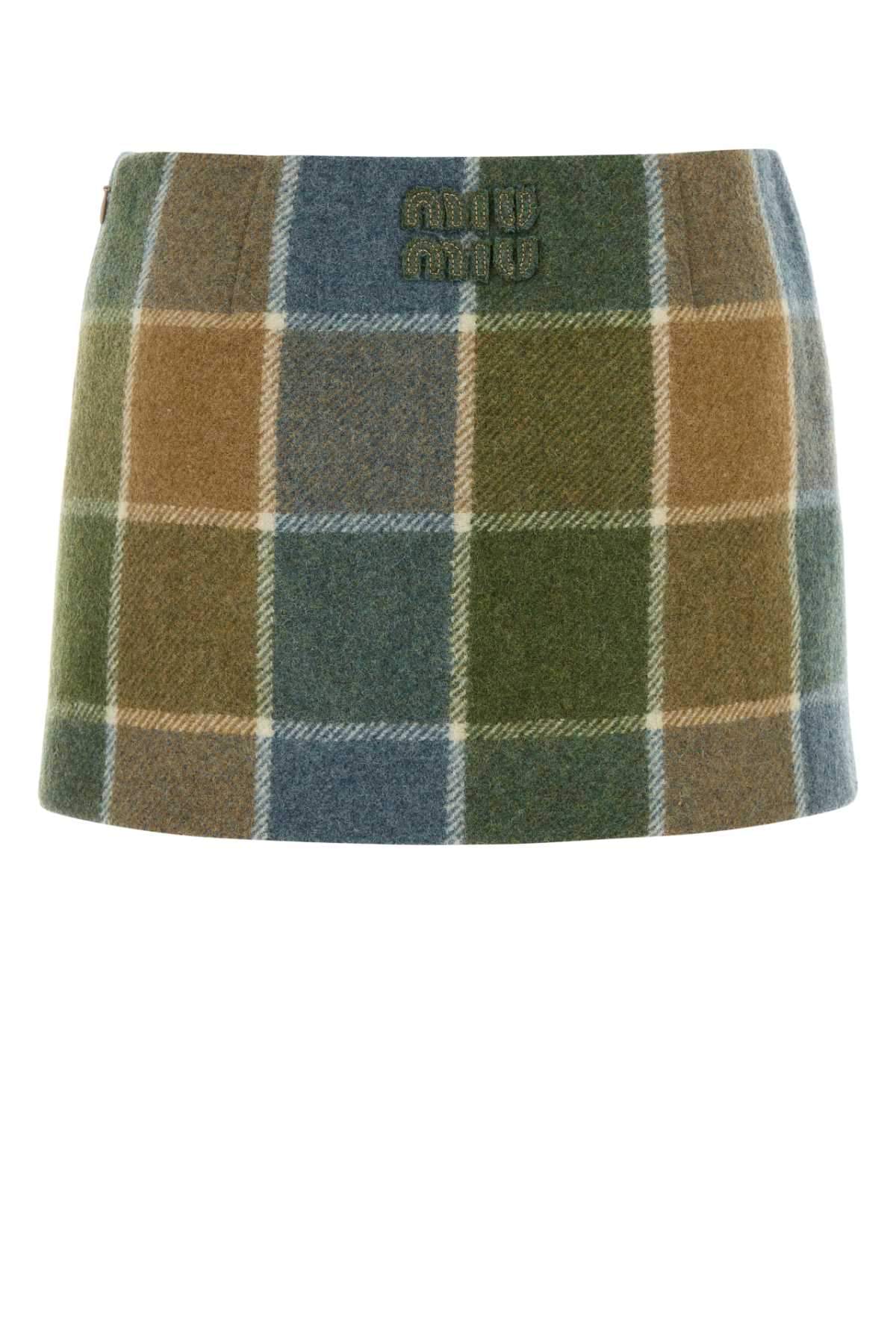 Miu Miu Women Embroidered Wool Mini Skirt