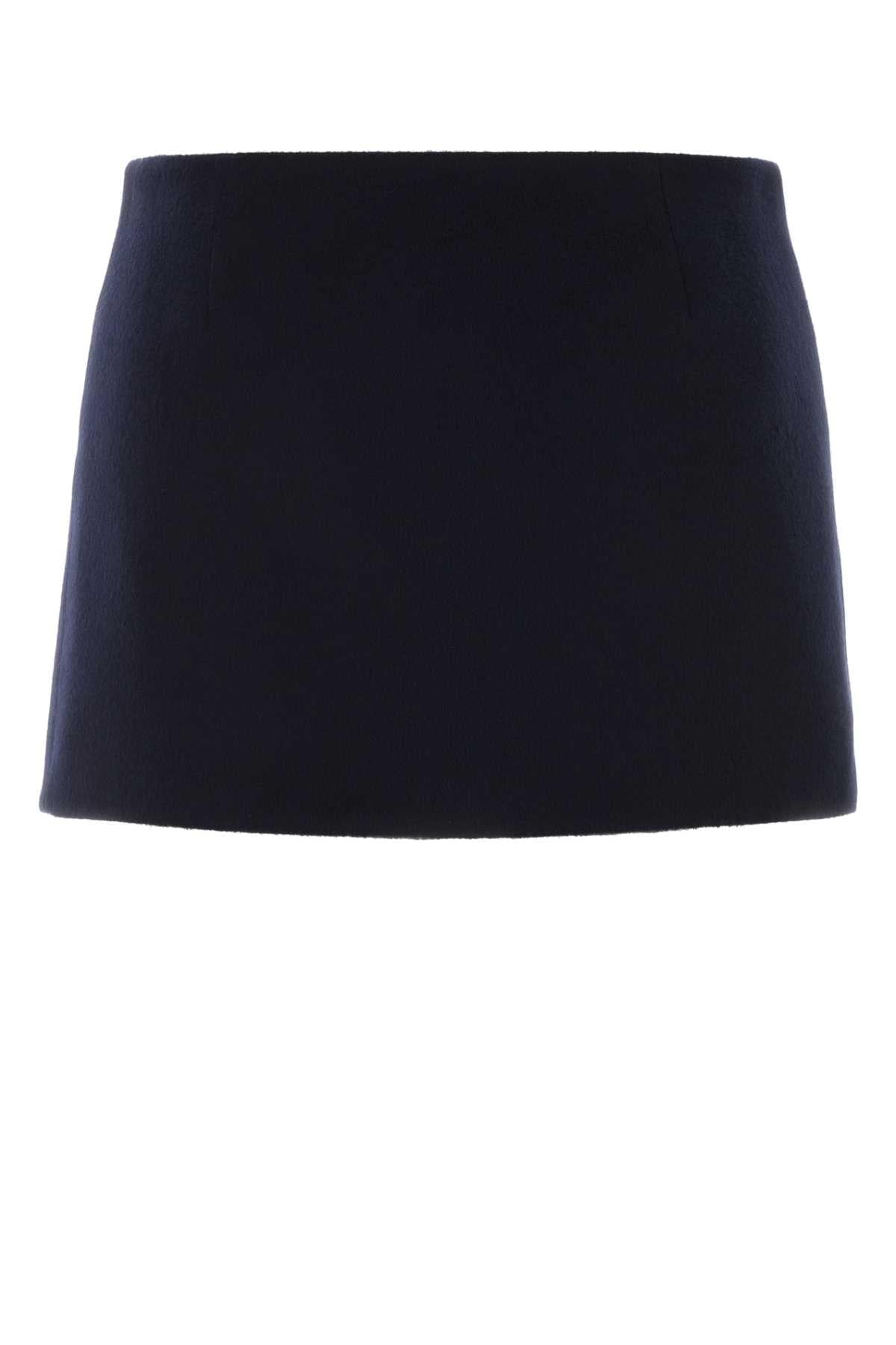 Miu Miu Women Midnight Blue Wool Blend Reversible Mini Skirt MIU MIU