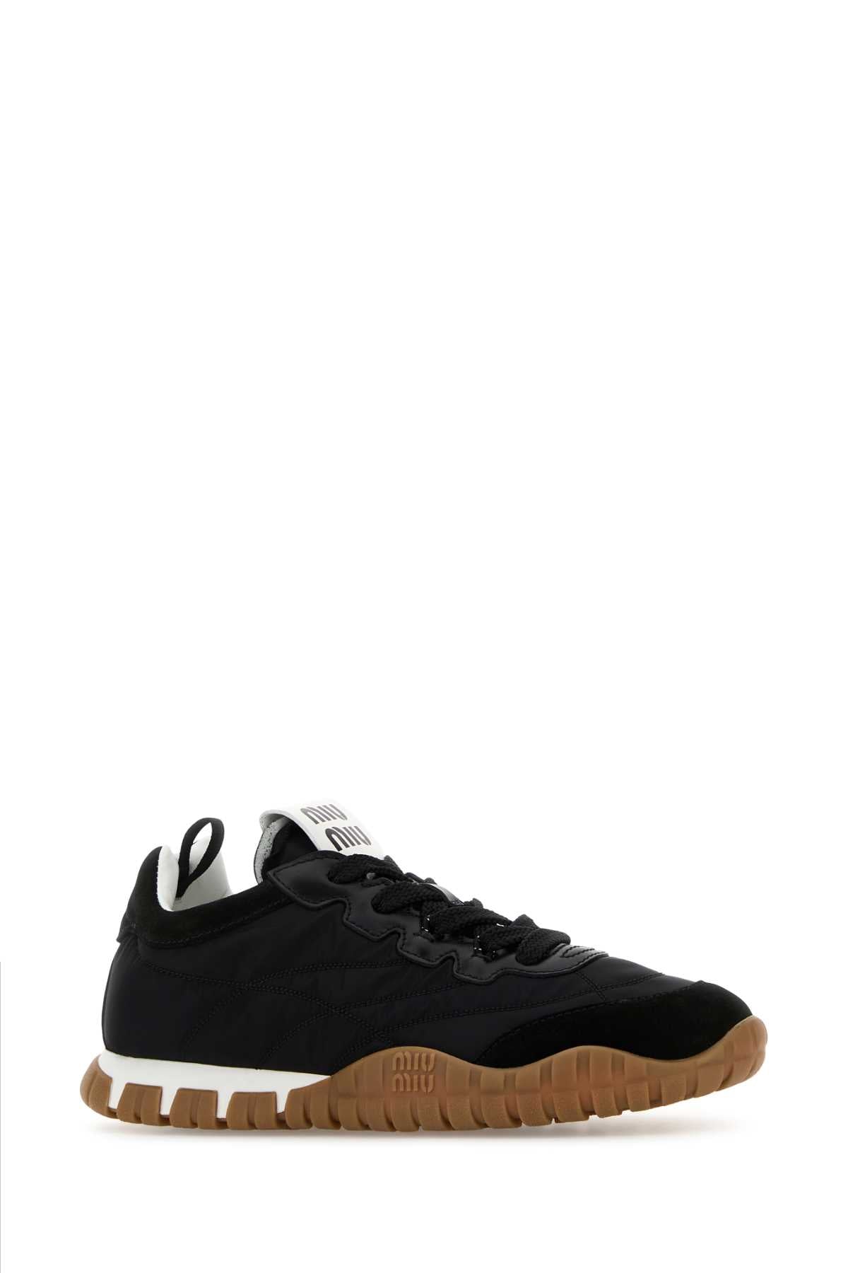Miu Miu Women Black Re-Nylon And Suede Sneakers MIU MIU