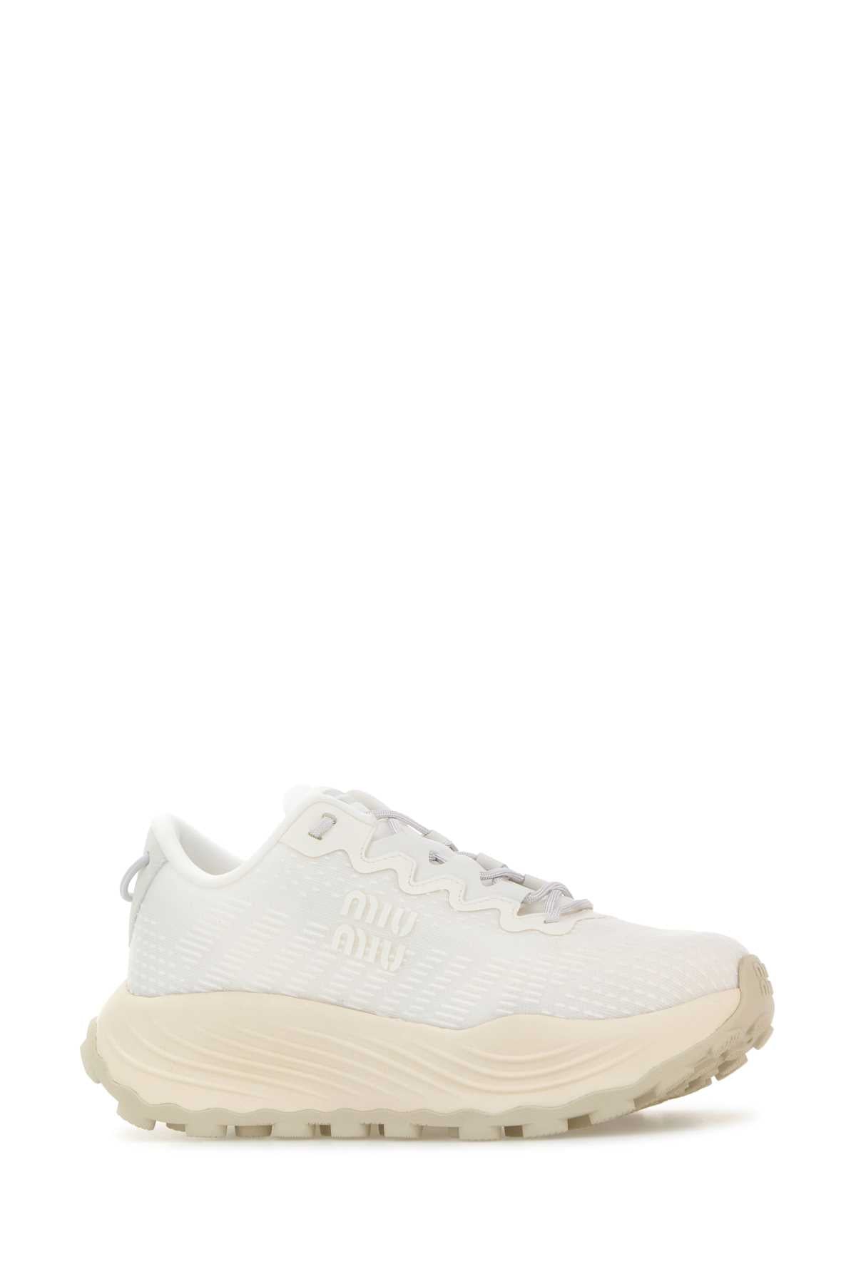 Miu Miu Women White Fabric Sneakers MIU MIU