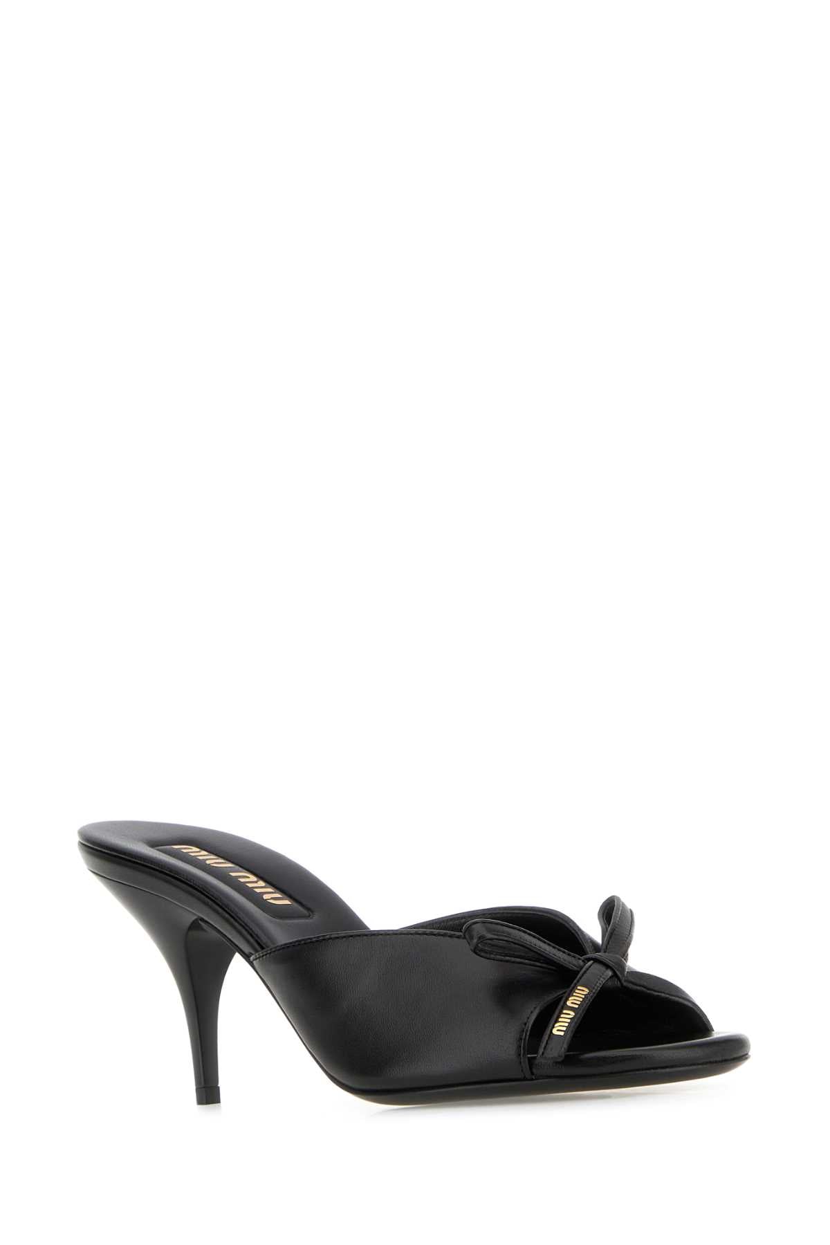 Miu Miu Women Black Nappa Leather Mules MIU MIU