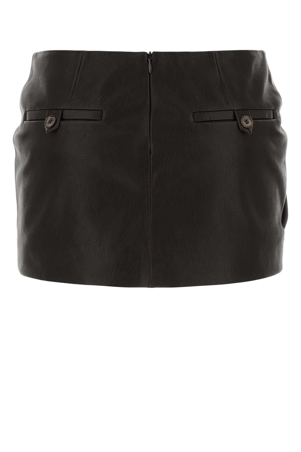 Magda Butrym Women Dark Brown Leather Mini Skirt MAGDA BUTRYM