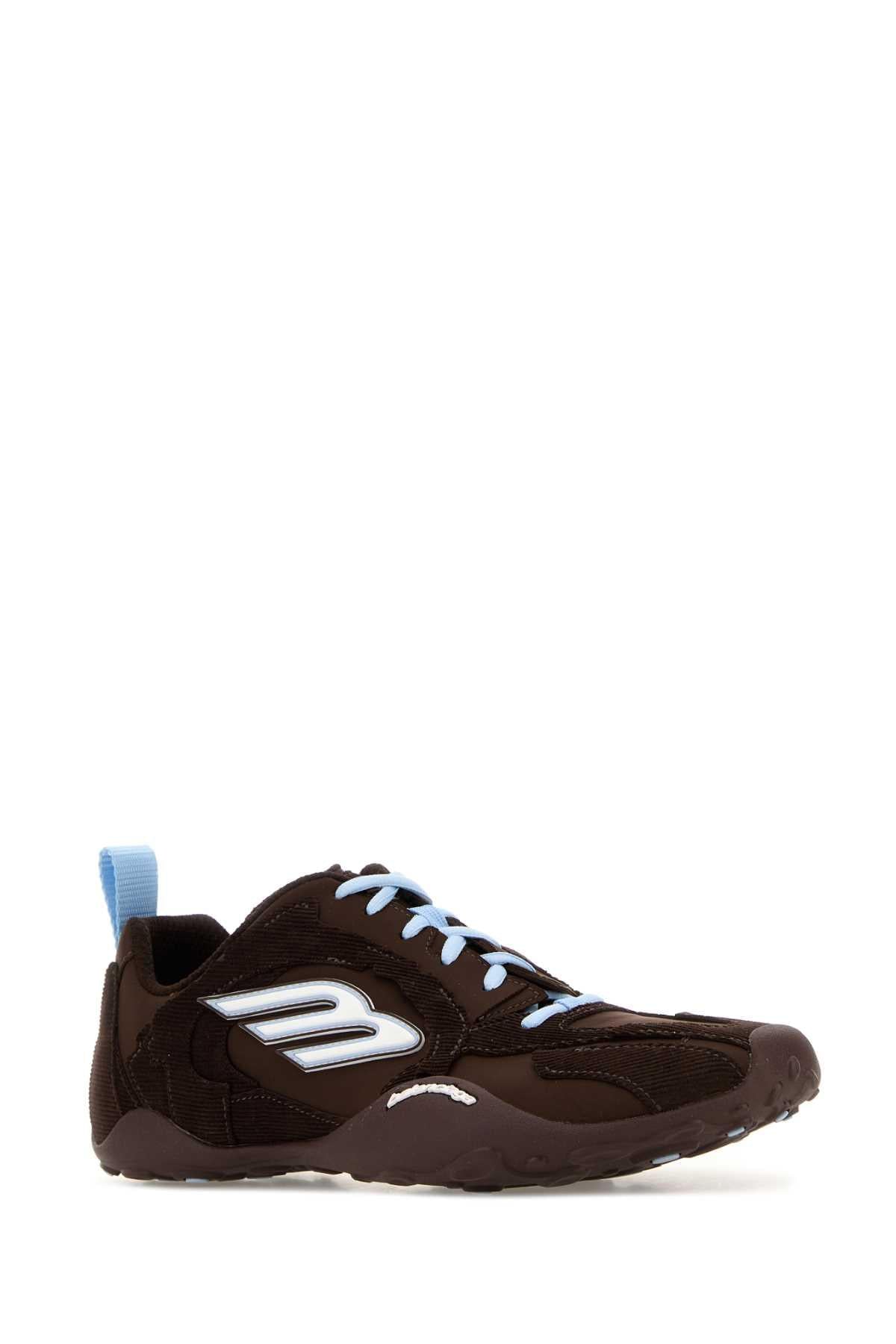 Balenciaga Women Brown Canvas And Corduroy Monday Ultra Sneakers BALENCIAGA