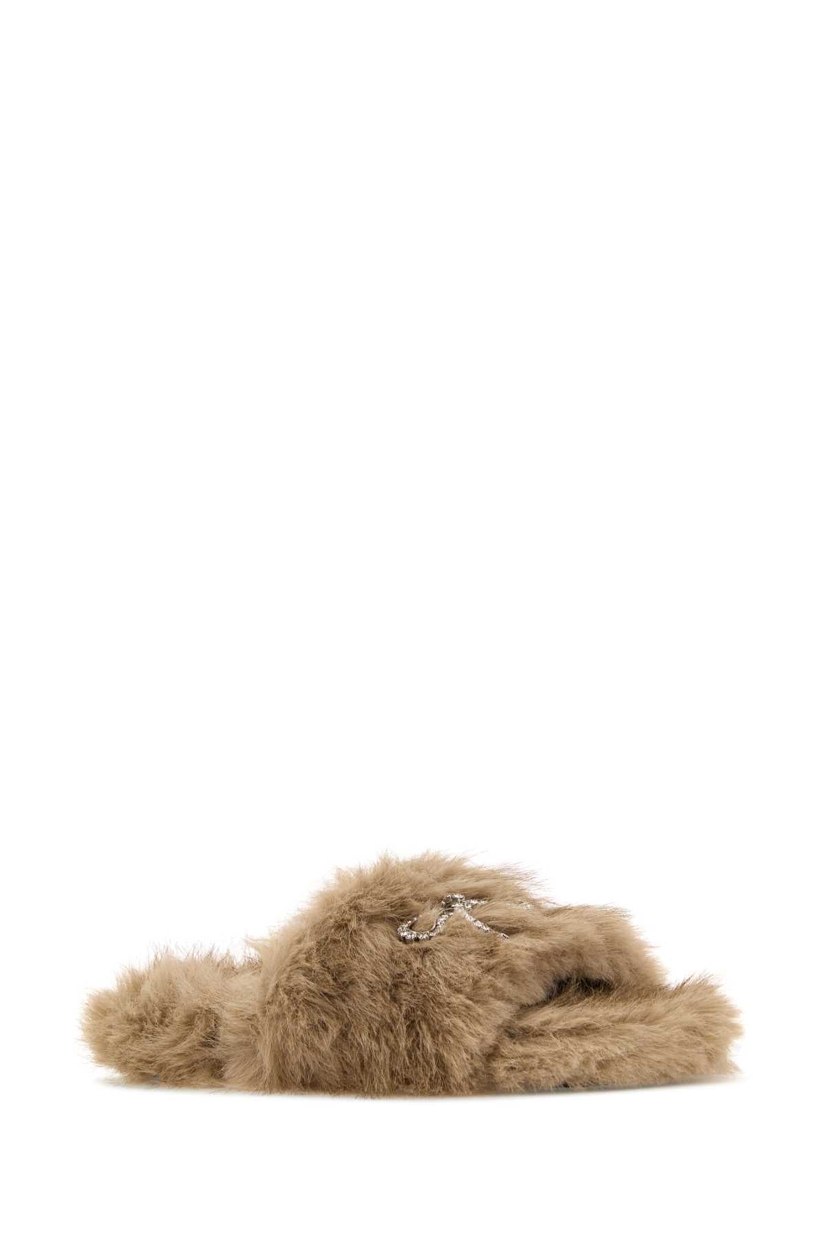 Balenciaga Women Beige Eco Fur Slippers BALENCIAGA