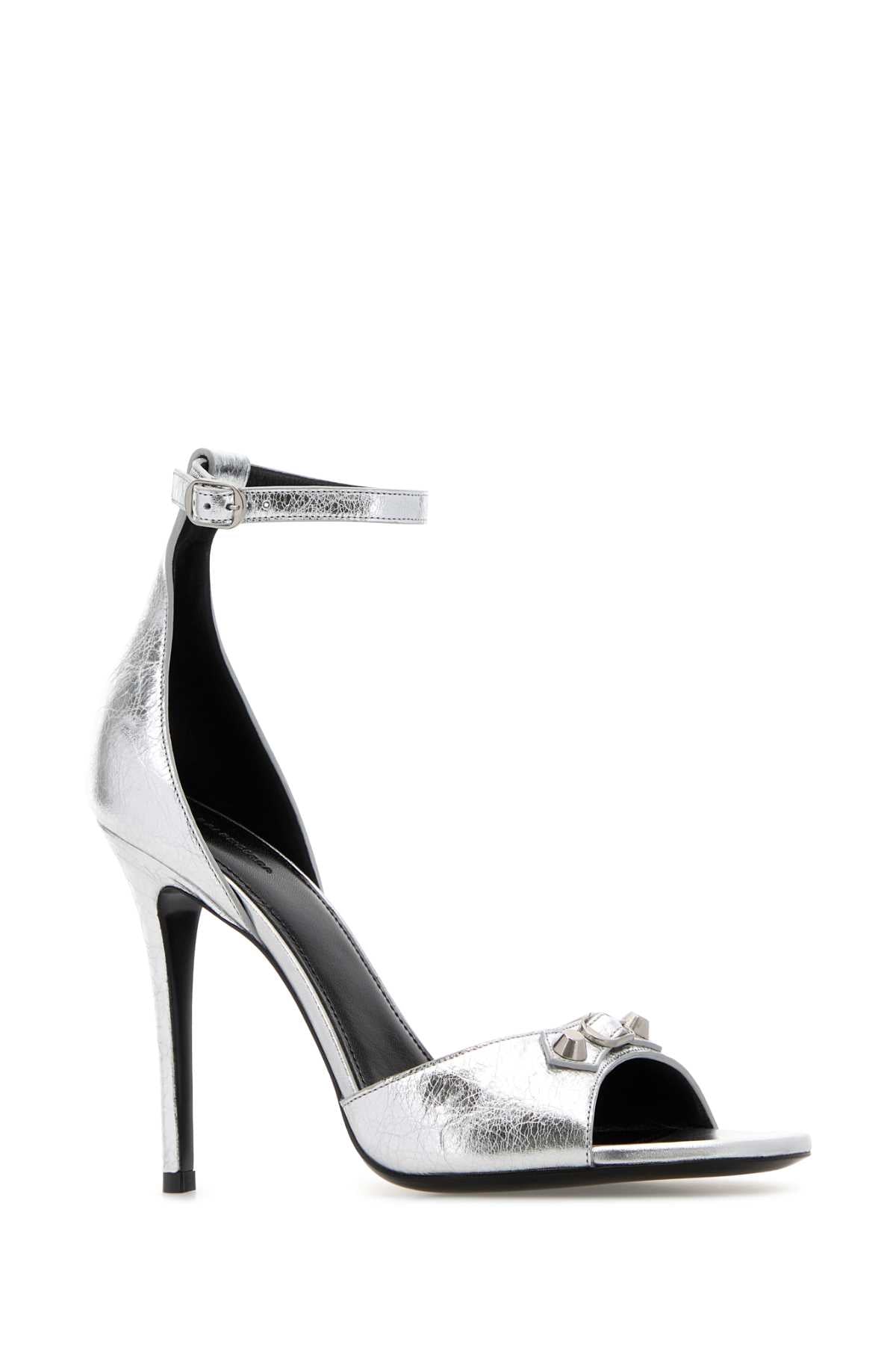 Balenciaga Women Silver Leather City Up Sandals BALENCIAGA