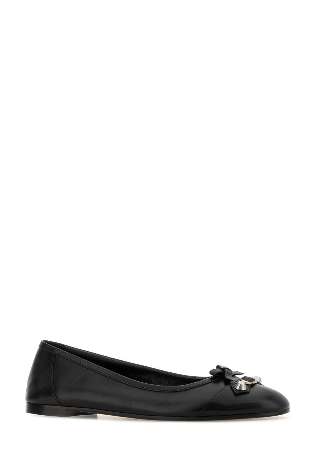 Balenciaga Women Black Leather City Up Ballerinas BALENCIAGA