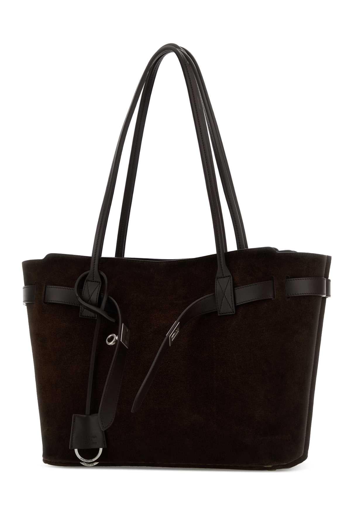 Balenciaga Women Dark Brown Suede Medium Bel Air Shopping Bag BALENCIAGA