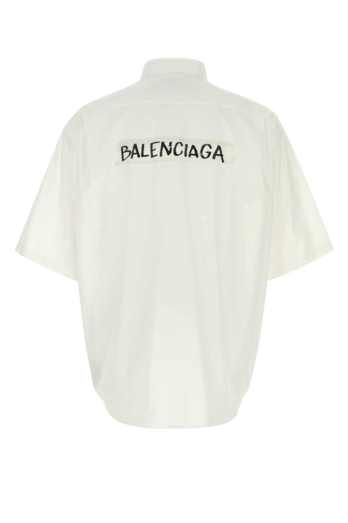Balenciaga Men White Poplin Oversize Shirt BALENCIAGA