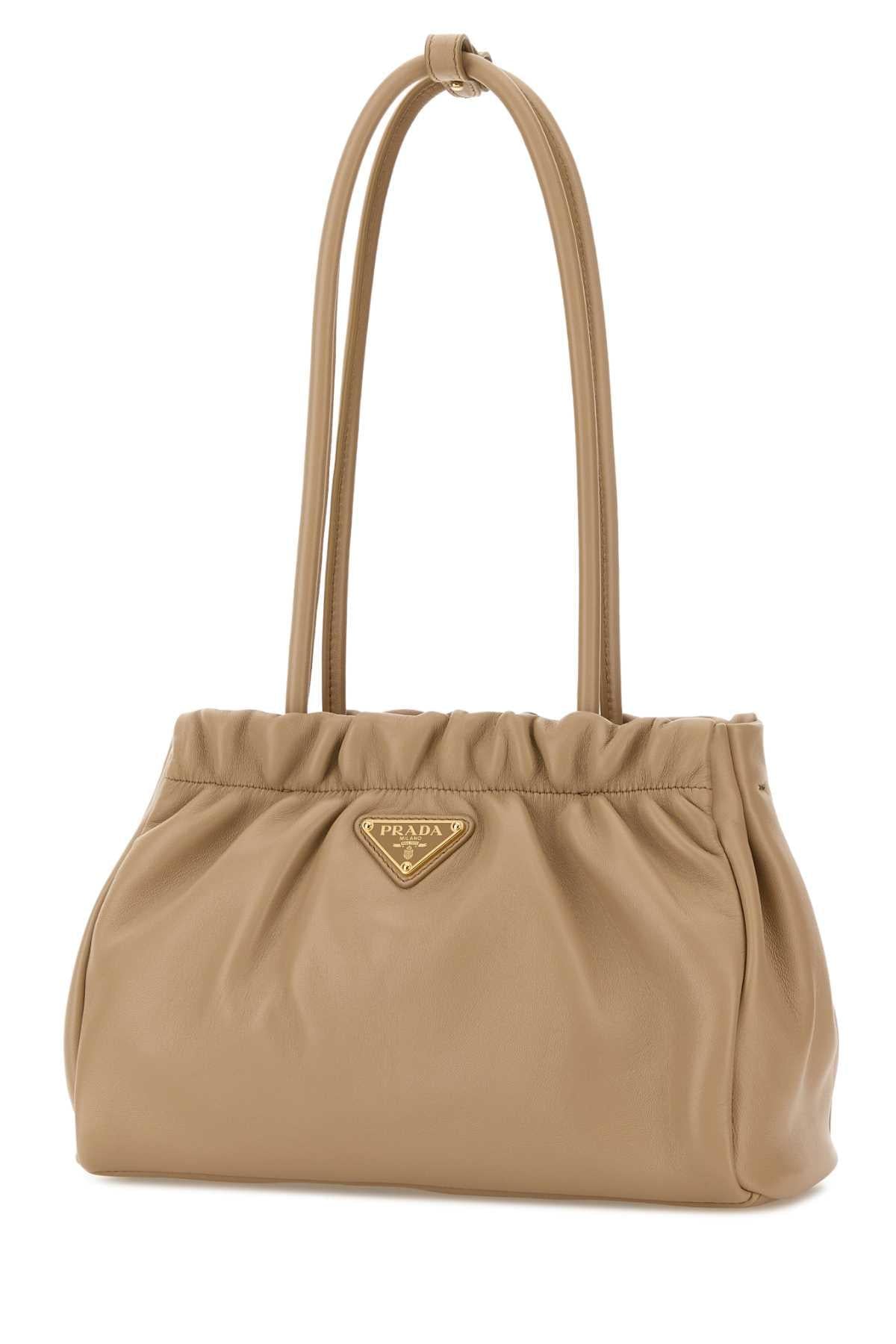 Prada Women Beige Nappa Leather Shoulder Bag PRADA