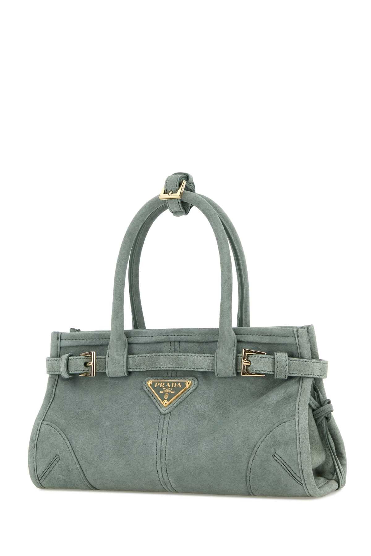 Prada Women Sea Green Suede Mini Prada Bonnie Handbag PRADA