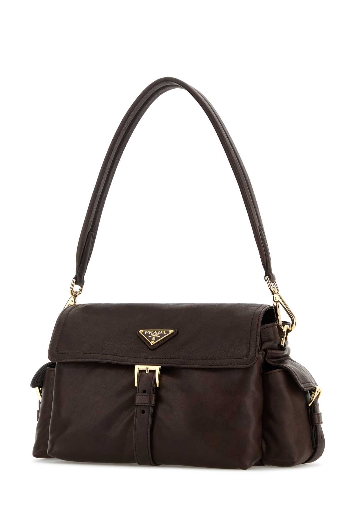 Prada Women Dark Brown Nappa Leather Prada Explore Shoulder Bag PRADA