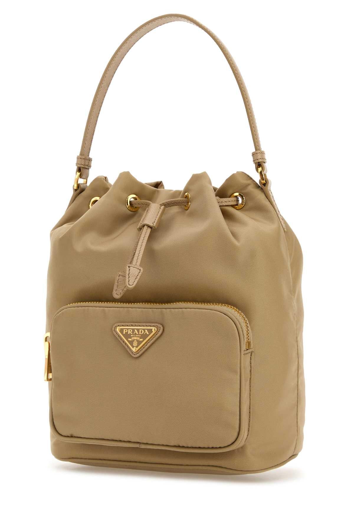 Prada Women Beige Re-Nylon Duet Bucket Bag PRADA